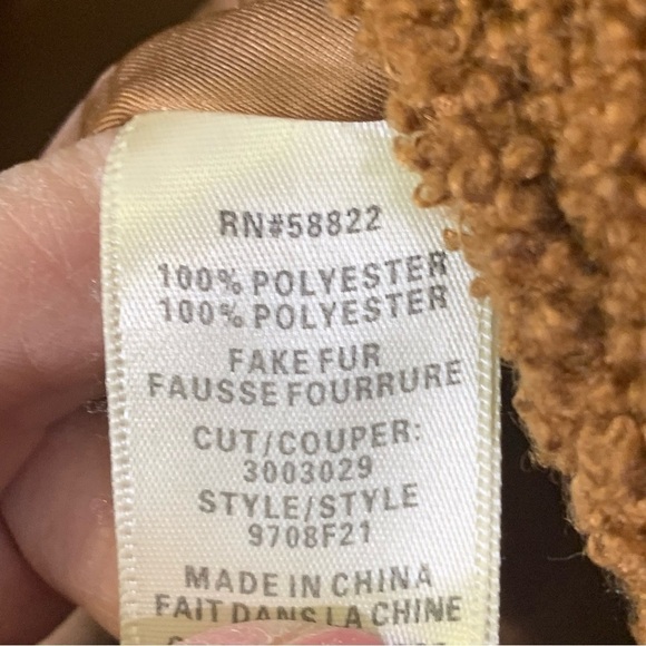 Max Studio Brown Women's Faux Sherpa Moto Teddy Bear Jacket Coat Size Small - Picture 12 of 12